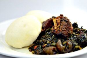 Pounded Yam with Vegetable