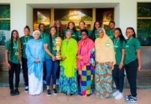 First Lady paid tributes to Super Falcons in Aso Villa